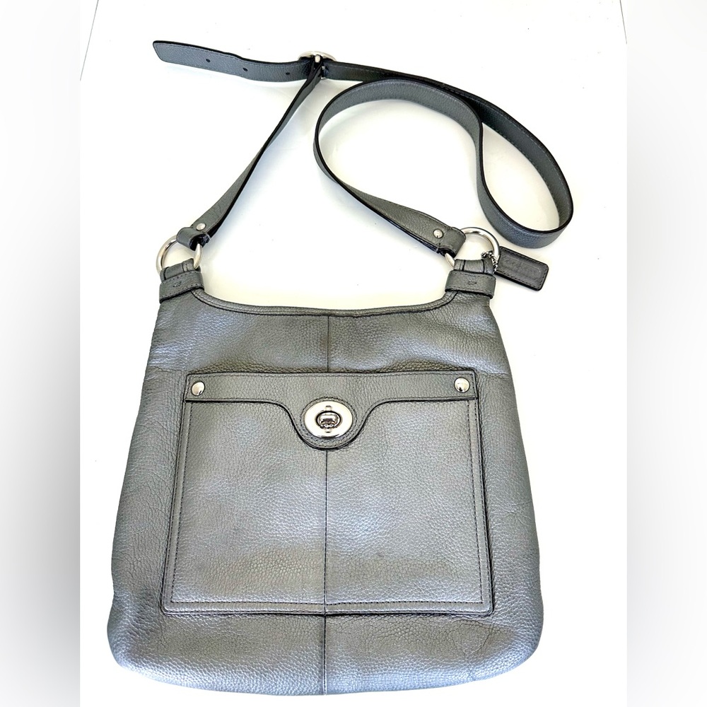 Coach Pewter Gray “Penelope” Leather Crossbody Bag